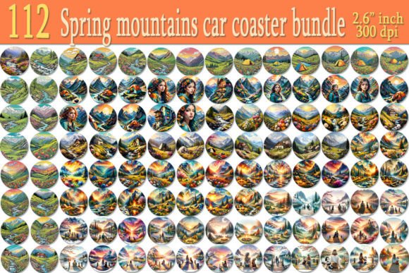 Download Watercolor Mountains Car Coaster BUNDLE - Premium Resources