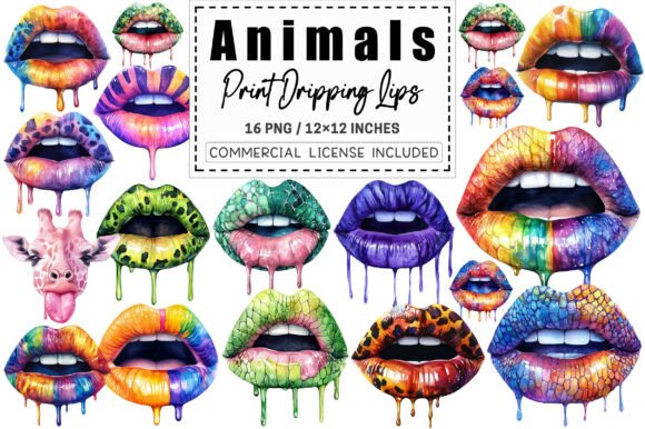 Download Animal Print Dripping Lips PNG . - Animal Collection