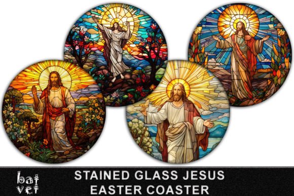 Download Stained Glass Jesus Coaster Bundle PNG - Premium Resources