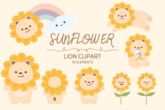 Download Sunflower Lion Animal Cute Cartoon - Animal Collection