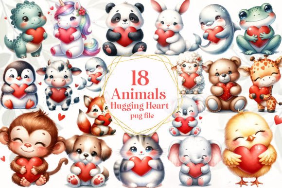 Download Animals Hugging Heart Clipart - Animal Collection