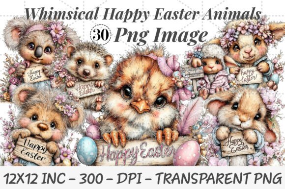 Download Whimsical Happy Easter Animals Clipart - Animal Collection