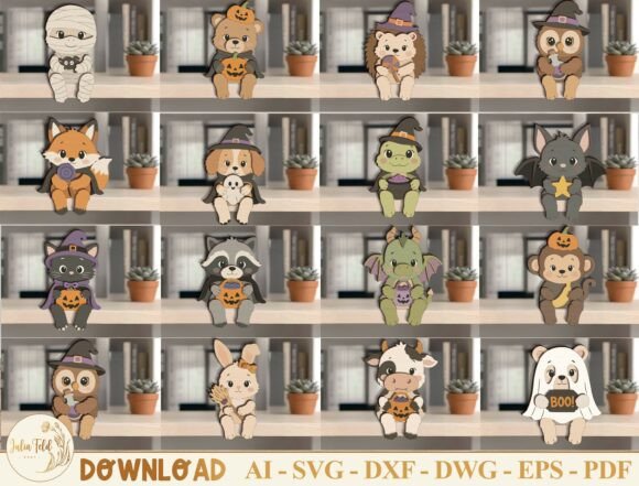 Download Halloween Animal Shelf Sitter SVG Bundle - Animal Collection