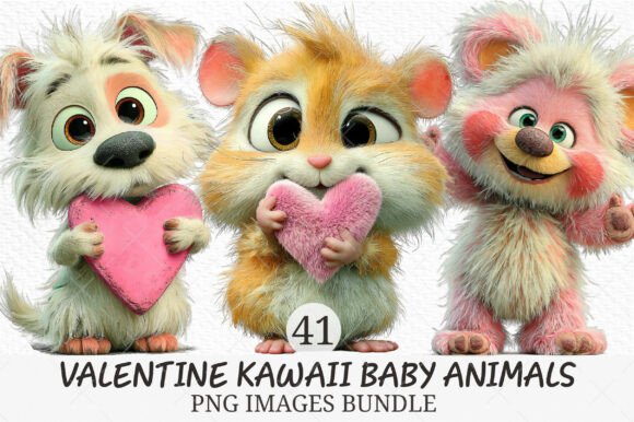 Download Valentine Kawaii Baby Animals Clipart - Animal Collection