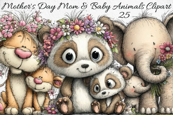 Download Mother's Day Mom &amp; Baby Animals Clipart - Animal Collection