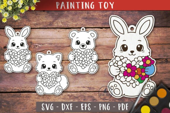 Download Spring Animals Painting Toy SVG Ornament - Animal Collection