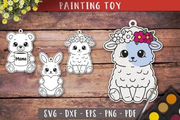 Download Cute Animals Painting Toy SVG Kids Craft - Animal Collection