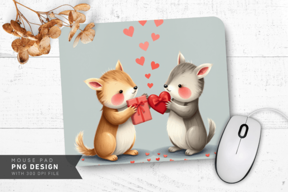 Download Sweet Animal Valentines Mouse Pad - Animal Collection