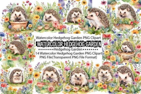 Download Watercolor Hedgehog Garden Sublimation - Premium Bundle