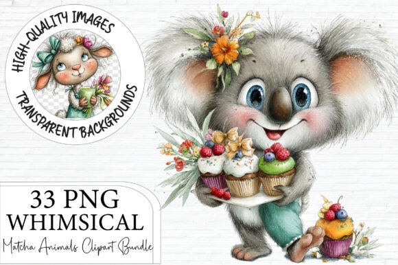 Download Whimsical Matcha Animals Clipart Bundle - Animal Collection