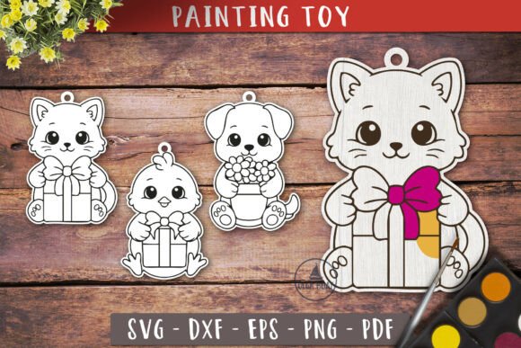 Download Cute Animals Gift Painting Toy SVG - Animal Collection
