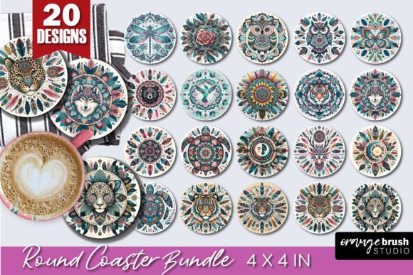 Download Boho Mandala Round Coaster Bundle - Premium Resources
